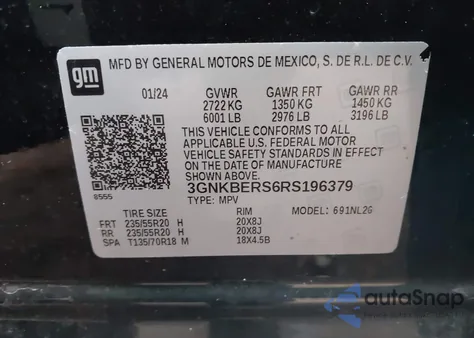 2024 Chevrolet Blazer Fwd Rs from USA, damaged, VIN 3GNKBERS6RS196379